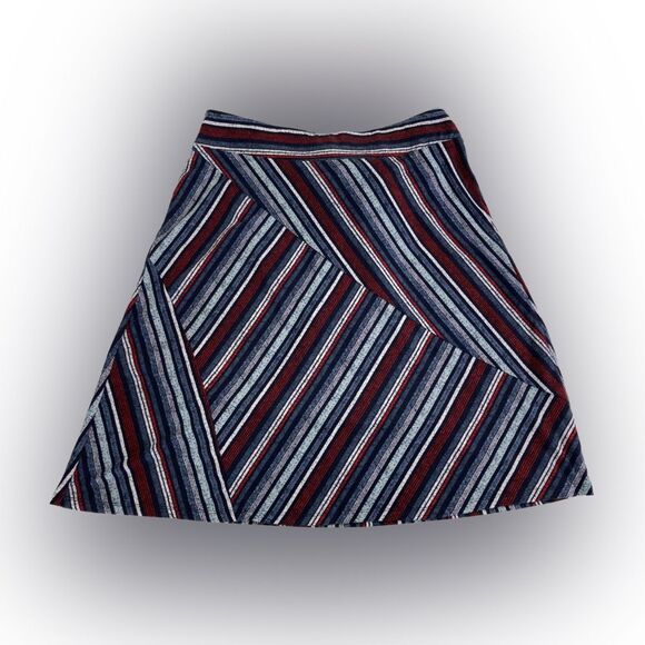 Cato Skirt Women’s L Red Blue A-Line Midi Skirt Pull On Waist Tie Boho Casual - Picture 1 of 9